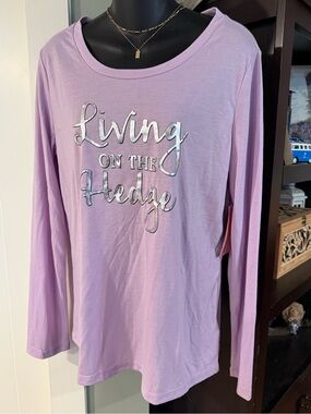 4/$16 Be Yourself Living On The Hedge Lilac Long-Sleeve Graphic Tee Large